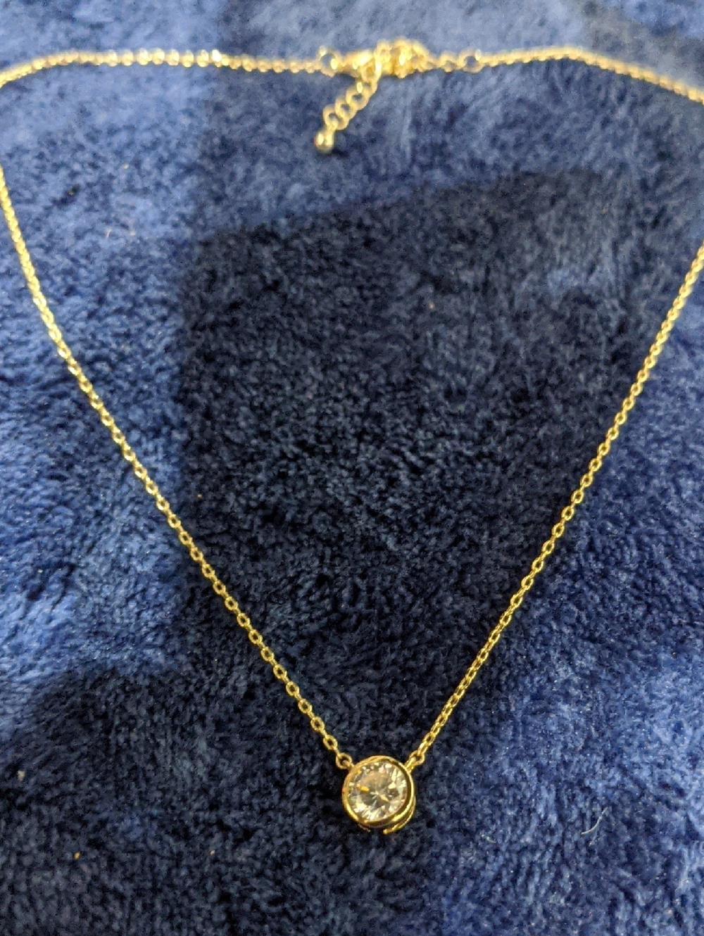 Delicate Gold Tone Crystal Pendant Necklace